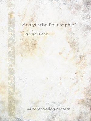 cover image of Analytische Philosophie?